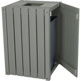 Highwood® Square Commercial Trash Can 30 - 39 Gallon Capacity. Coastal Teak 