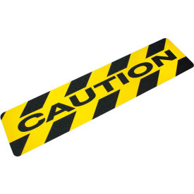 Heskins Llc 3413015000610CUA Heskins "Caution" Anti Slip Stair Tread, Black/Yellow, 6" x 24" image.