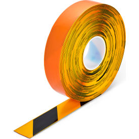 Smooth Heavy Duty Hazard Floor Marking Tape, 2"W x 98'L, Black/Yellow view 2