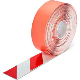 Smooth Heavy Duty Hazard Floor Marking Tape, 3"W x 98'L, Red/White view 2