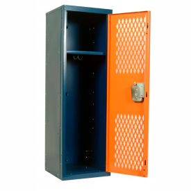 Hallowell HTL151548-1GR Hallowell® 1-Tier 1 Door Home Team Ventilated Locker, 15"W x 15"D x 48"H, Blue/Red, Unassembled image.