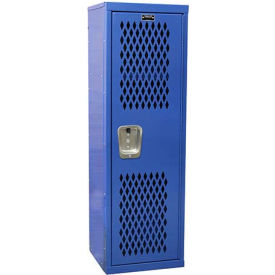 Hallowell HTL151548-1GS Hallowell® 1-Tier 1 Door Home Team Ventilated Locker, 15"W x 15"D x 48"H, Blue, Unassembled image.