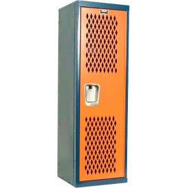 Hallowell® 1-Tier 1 Door Home Team Ventilated Locker 15""Wx15""Dx48""H Blue/Orange Unassembled