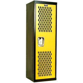 Hallowell HTL151548-1MT Hallowell® 1-Tier 1 Door Home Team Ventilated Locker, 15"Wx15"Dx48"H, Black/Yellow, Unassembled image.
