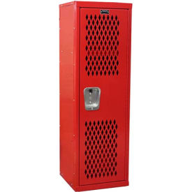 Hallowell HTL151548-1RR Hallowell® 1-Tier 1 Door Home Team Ventilated Locker, 15"W x 15"D x 48"H, Relay Red,Unassembled image.