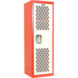 Hallowell® 1-Tier 1 Door Home Team Ventilated Locker 15""W x 15""D x 48""H Red/WhiteUnassembled