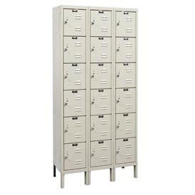 Hallowell U3228-6G-A-PT Hallowell® Galvanite 6-Tier 18 Door Corrosion Resistant Locker, 36"Wx12"Dx78"H, Tan, Assembled image.