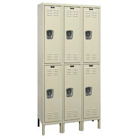 Hallowell U3258-2G-A-PT Hallowell® Galvanite 2-Tier 6 Door Corrosion Resistant Locker, 36"Wx15"Dx78"H, Tan, Assembled image.