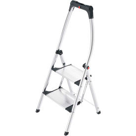 Hailo K95 LivingStep 2-Step Aluminum Folding Step Ladder with Soft Grip Base 330 lb. Capacity 