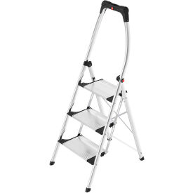 Hailo K95 LivingStep 3-Step Aluminum Folding Step Ladder with Soft Grip Base 330 lb. Capacity 