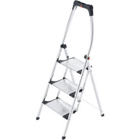 Hailo LLC. 4303-321 Hailo Comfort Plus 3 Step Aluminum Folding Step Ladder - 4303-321 image.
