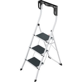 Hailo K75 ComfortLine 3-Step Steel Folding Step Ladder with Ergonomic Knee Rest 330 lb. Capacity 