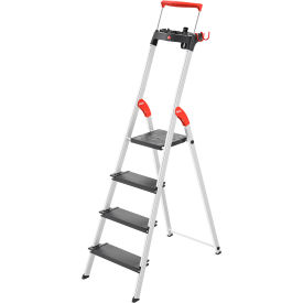 Hailo LLC. 8050-427 Hailo L100 Pro 4 Step Aluminum Folding Step Ladder image.