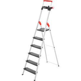 Hailo LLC. 8050-627 Hailo L100 Pro 6 Step Aluminum Folding Step Ladder image.
