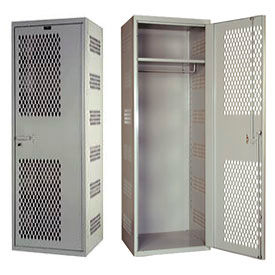 Hallowell HTA822-1AS-PL Hallowell® SecurityMax Welded Vented Locker, 18"W x 22"D x 72"H, Light Gray, Assembled image.