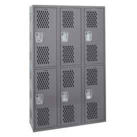 Hallowell HWBA212-222HG Hallowell® 2-Tier 6 Door Single-Point Ventilated Locker, 36"Wx12"Dx72"H, Dark Gray, All-Welded image.