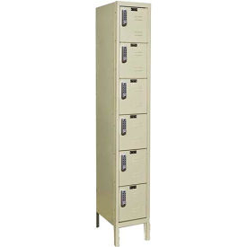 Knock-Down Electronic Access Locker Six Tier 1 Wide 12x15x12 - Tan view 2