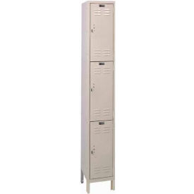 Hallowell UH1228-3A-PT Hallowell® ValueMax 3-Tier 3 Door Locker, 12"W x 12"D x 78"H, Tan, Assembled image.