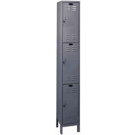 Hallowell UH1228-3HG Hallowell® ValueMax 3-Tier 3 Door Locker, 12"W x 12"D x 78"H, Dark Gray, Unassembled image.