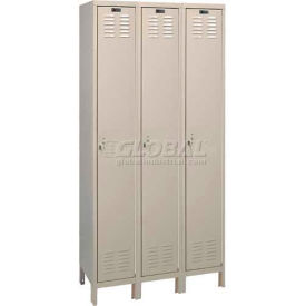 Hallowell UH3228-1A-PT Hallowell® ValueMax 1-Tier 3 Door Locker, 36"W x 12"D x 78"H, Tan, Assembled image.