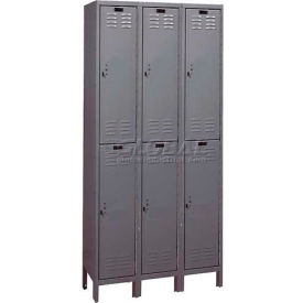 Hallowell UH3228-2A-HG Hallowell® ValueMax 2-Tier 6 Door Locker, 36"W x 12"D x 78"H, Dark Gray, Assembled image.