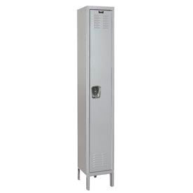 Hallowell UMS1288-1A-PL-AM Hallowell® 1-Tier 1 Door Antimicrobial Locker, 12"W x 18"D x 78"H, Light Gray, Assembled image.