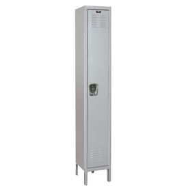 Hallowell UMS1588-1A-PL-AM Hallowell® MedSafe 1-Tier 1 Door Antimicrobial Locker, 15"W x 18"D x 78"H, Gray, Assembled image.