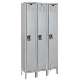 Hallowell UMS3588-1PL-AM Hallowell® MedSafe 1-Tier 3 Door Antimicrobial Locker, 45"W x 18"D x 78"H, Gray, Unassembled image.