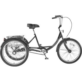 HLF DISTRIBUTING-107259 160-171 Husky Bicycles T-124C 3-Speed Tricycle with Basket, 24" Wheels, Black image.