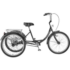 HLF DISTRIBUTING-107259 160-302 Husky Bicycles T-326 Industrial Tricycle, 26" Wheels, 600 Lb. Capacity,  Black w/ Basket image.