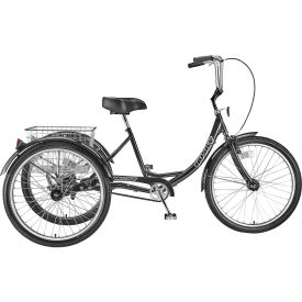 Industrial Tricycle, 26" Wheels, 600 Lb. Capacity, Black w/ Basket, Solid Tires view 2
