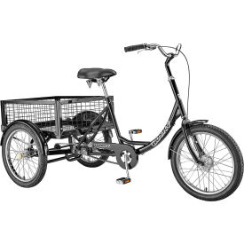 Industrial Tricycle with Rear Basket & Platform, 20" Wheels, 600 lb. Cap., Black view 2