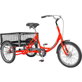 Industrial Tricycle with Rear Basket & Platform, 20" Wheels, 600 lb. Cap., Red view 2
