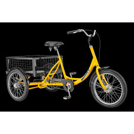 Industrial Tricycle w/ Rear Basket & Platform, 20" Wheels, 600 lb. Cap., Yellow view 2