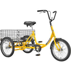 Husky Bicycles T-320A Industrial Tricycle w/ Rear Basket & Platform 20" Wheels 600 lb. Cap Yellow 