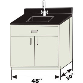 Hemco Corporation 70622 HEMCO® Magellan Sink Base Cabinet, 48"W x 30"D x 36"H, White image.