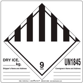 AMERICAN LABELMARK CO. HML11-DICE LabelMaster® Labels w/ "UN1845 Dry Ice" Print, 6"L x 6"W, White & Black, Roll of 500 image.