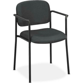 Hon Company BSXVL616VA19 basyx® by HON® Stacking Guest Chair with Arms - Fabric - Charcoal image.