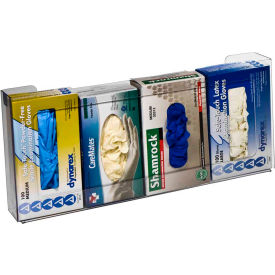 Horizon Mfg Enterprises, Inc 5115 Horizon Mfg. Top Loading Plastic Horizontal Glove Dispenser, Holds 4 Boxes, 11"H x 20"W x 4"D, Clear image.