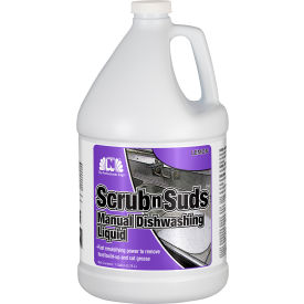 Hospeco 128SSDL Nilodor Scrub N Suds Manual Dishwashing Liquid, Gallon Bottle, 4/Case, Lemon Scent image.