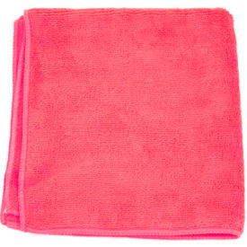 Hospeco 2502-RED-DZ Microworks Microfiber Towel 16" x 16" 300 GSM, Red, 12 Towels/Pack (Priced Per Pack) - 2502-RED-DZ image.