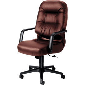 HON Pillow-Soft 2090 Series Executive High-Back Swivel/Tilt Chair, Burgundy, Black Base