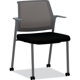 HON® Cipher Mesh Back Guest Chair with Cantilever Arms and Casters Black/Charcoal 