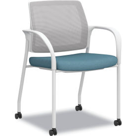 HON® Ignition® Mobile Guest & Reception Stacking Chair Designer White Frame/Carolina Seat 