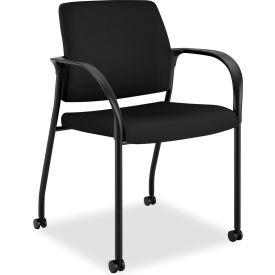 HON® Ignition® Guest Chair with Loop Arms & Casters Polyester Seat Black 