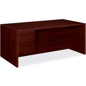 Hon Company HON10586LNN HON® Wood Desk - Single Left Pedestal - 72" - Mahogany - 10500 Series image.