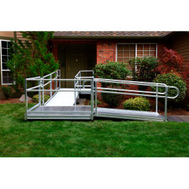Ez-Access PS20L44T Ez-Access® Pathway® Wheelchair Ramp Kit, L Shaped, Aluminum, 4 Turn Platform, 20L x 36"W image.