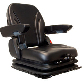 Concentric Heavy Duty Seat with Arm Rests Low Profile Suspension & Slot-Bar Vinyl Black 