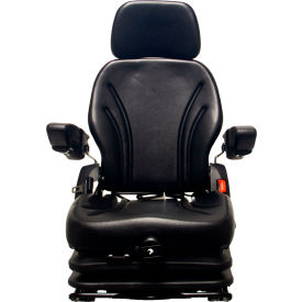 Concentric Heavy Duty Seat with Arm Rests Slide Rails & Low Profile Suspension Vinyl Black 