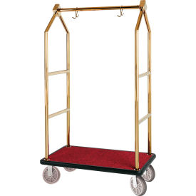 Hospitality 1 Source, Llc BCF105SS Hospitality 1 Source Contemporary Bellmans Luggage Cart w/ Red Carpet & 8" Wheels, Stainless Steel image.